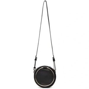 Kara Black Ring Circle Genuine Leather Purse crossbody Bag
